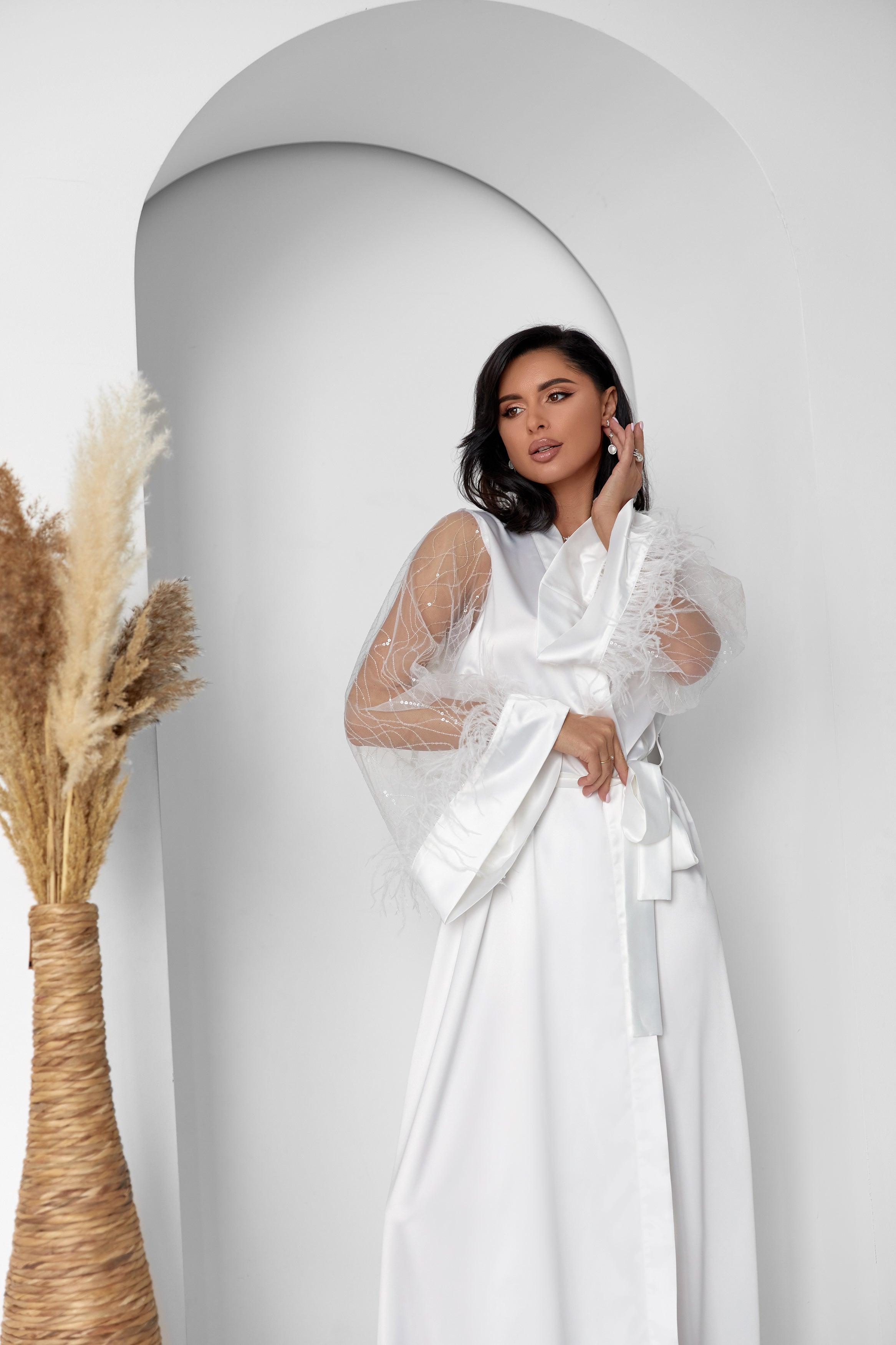 White bridal robe