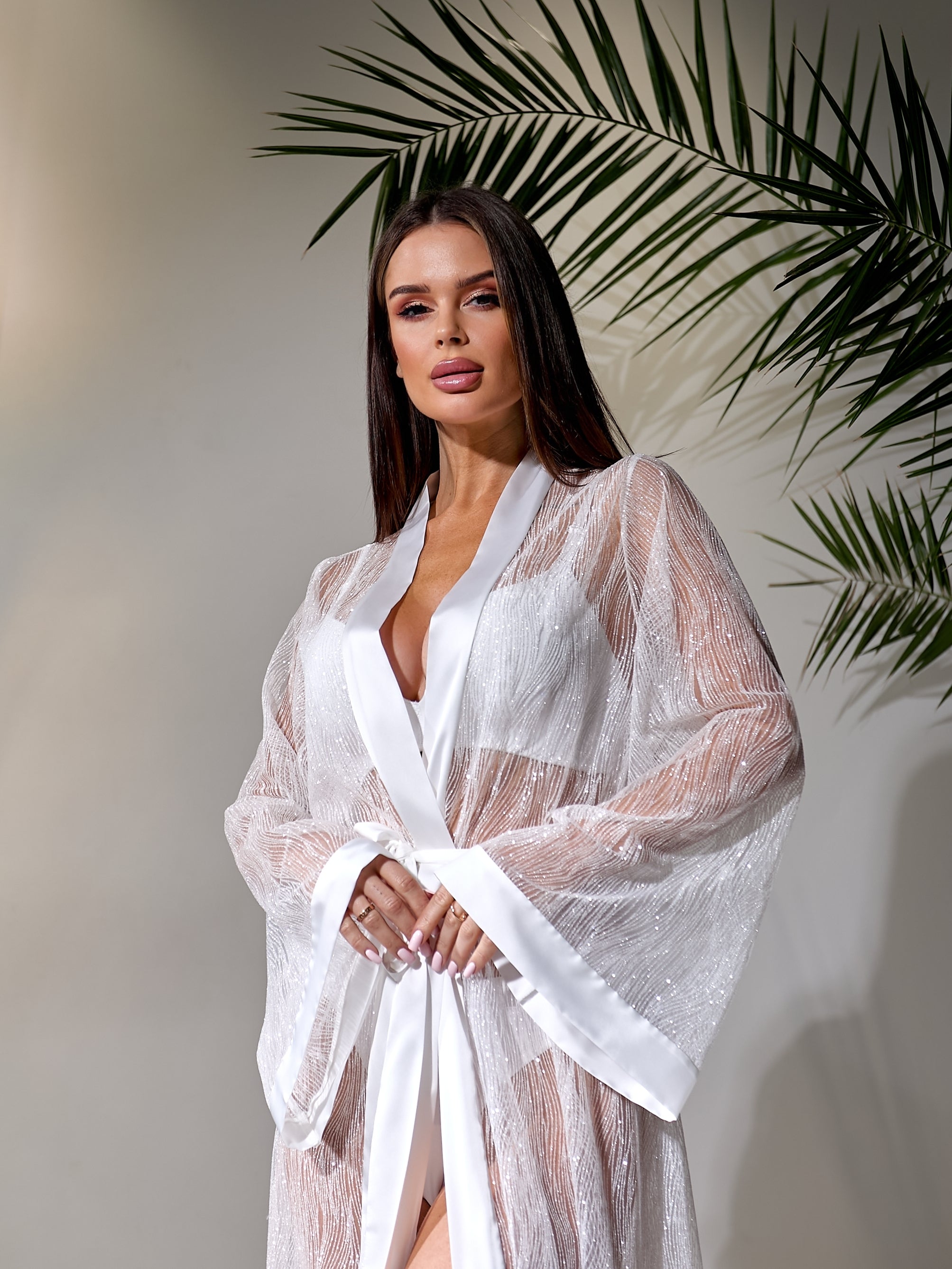 Luxury Sparkling Sheer Bridal Boudoir Robe