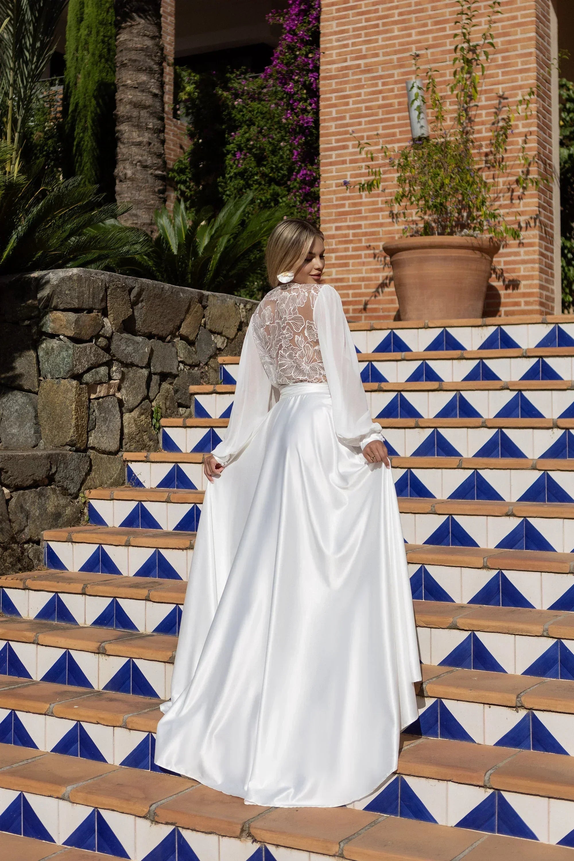 Bride Robe Long with Wide Sleeves and Train Bride Robe Long with Wide Sleeves and Train