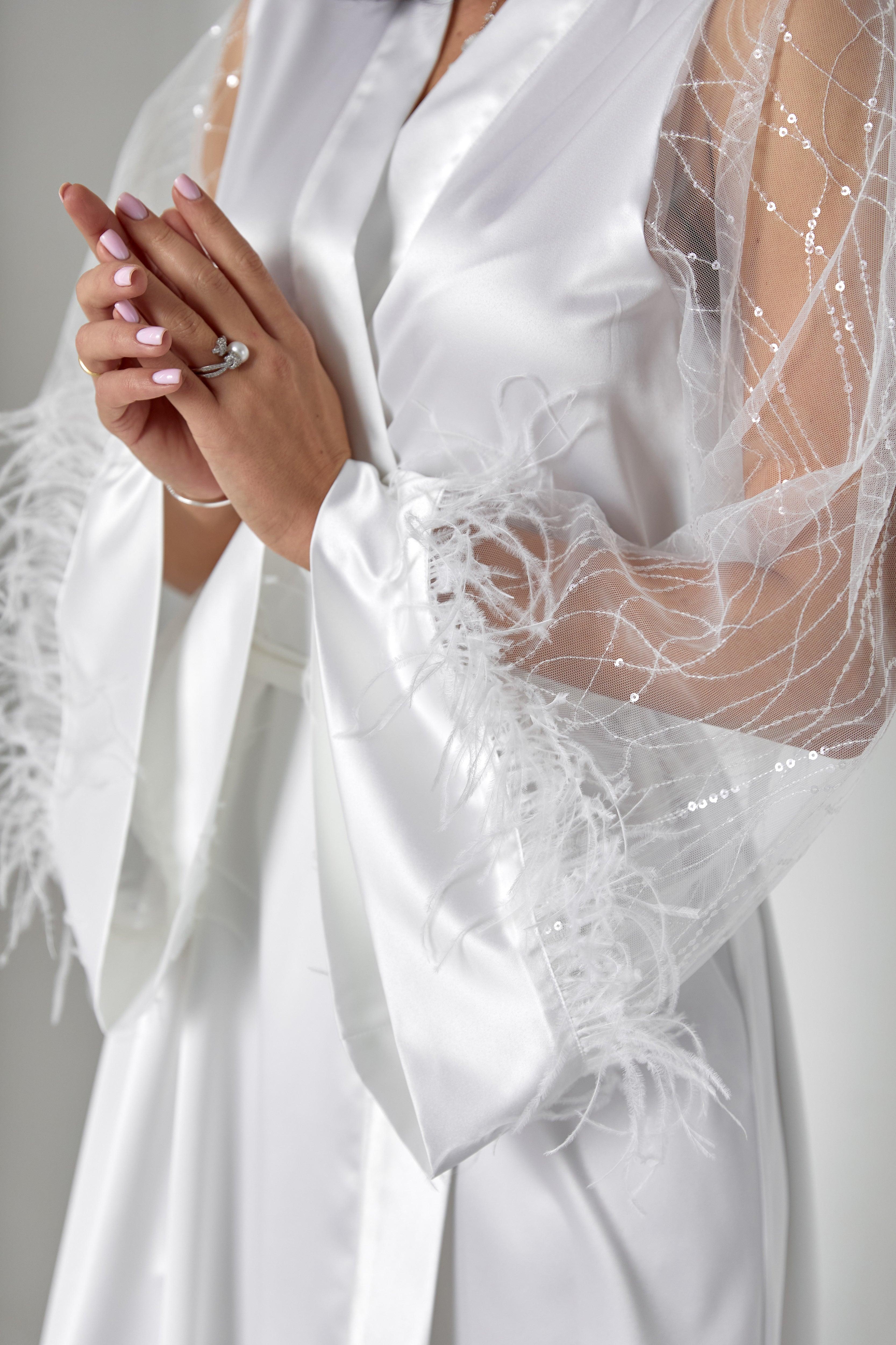 White bridal robe
