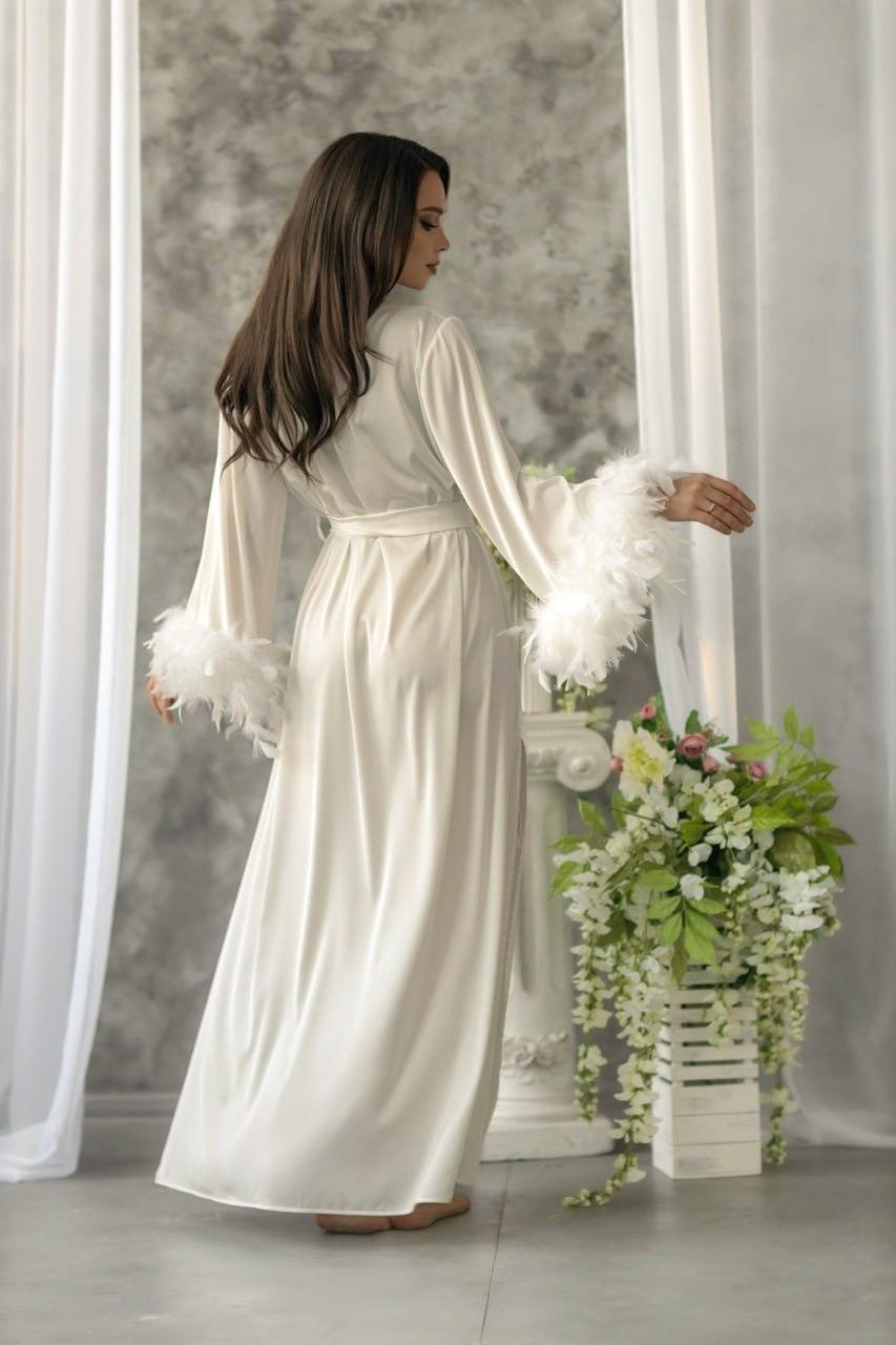 Buy Ivory Bridal Feathers Robe – feerielingerie